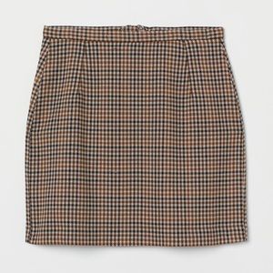 NWT new H&M fitted plaid brown black check mini skirt